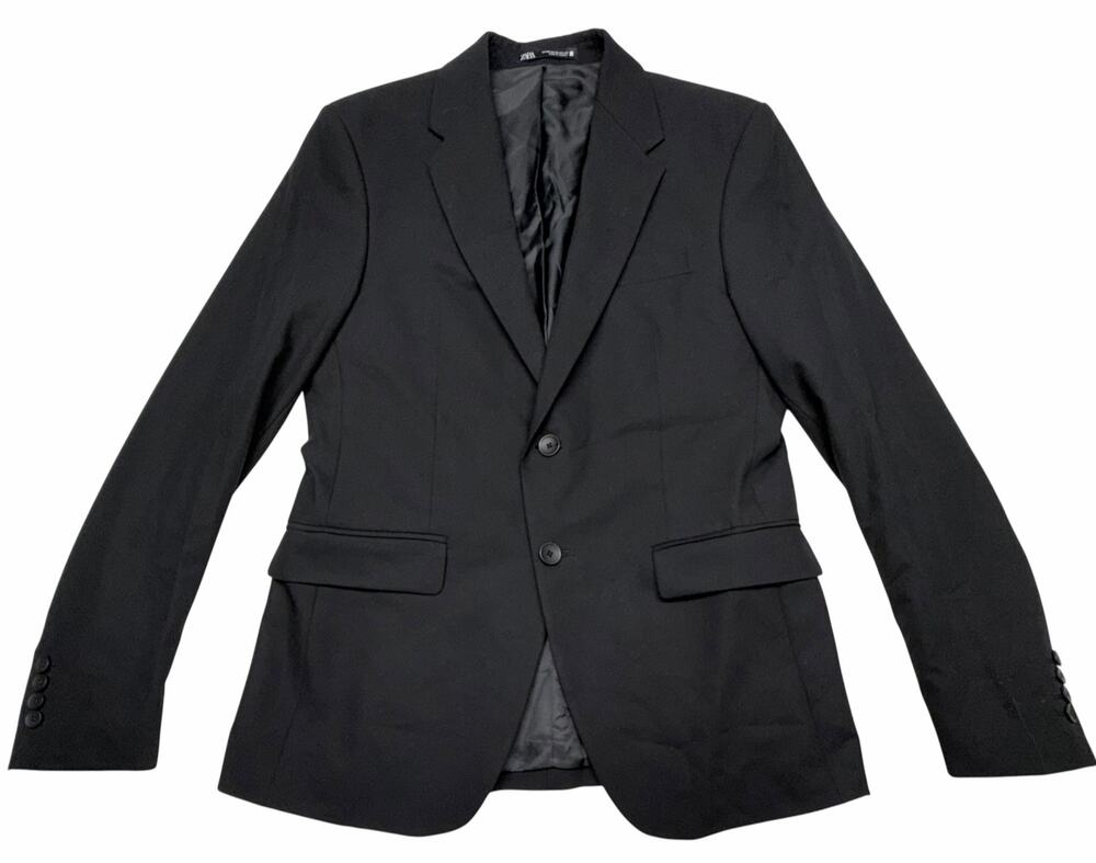 ZARA Men’s Blazer Size 38 Black Two Button Suit Jacket Sport Coat Slim Fit